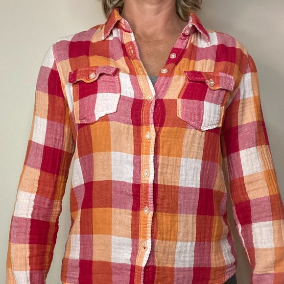 Blouse, Long Sleeve, Plaid - Picture 1 of 6